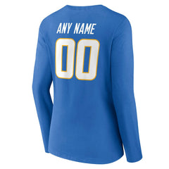 Women's Team Authentic Personalized Name & Number Long Sleeve V-Neck T-Shirt - Los Angeles Chargers