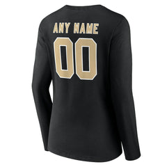 Women's Team Authentic Personalized Name & Number Long Sleeve V-Neck T-Shirt - New Orleans Saints
