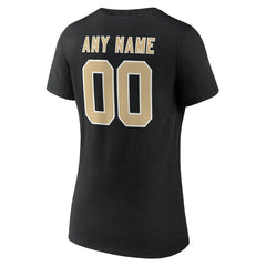 Women's Team Authentic Personalized Name & Number V-Neck T-Shirt - New Orleans Saints