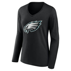 Women's Team Authentic Personalized Name & Number Long Sleeve V-Neck T-Shirt - Philadelphia Eagles