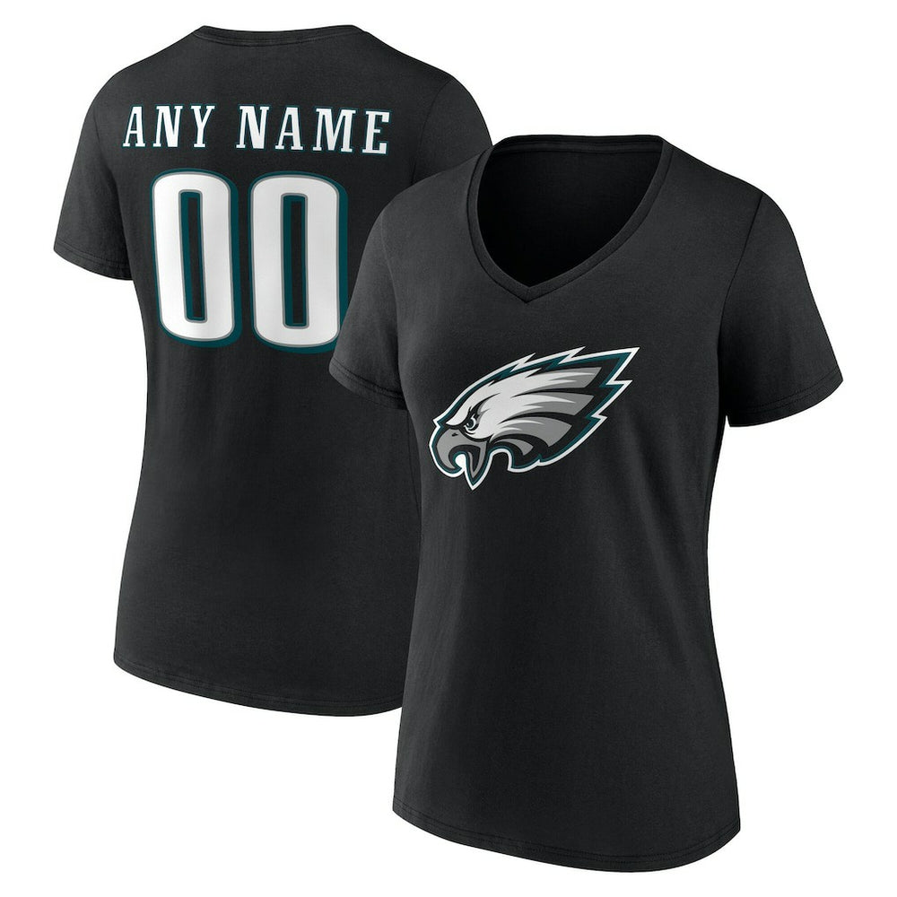 Women's Team Authentic Personalized Name & Number V-Neck T-Shirt - Philadelphia Eagles
