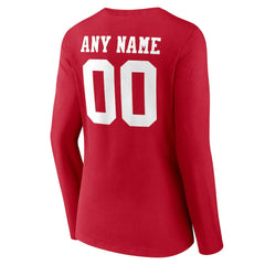 Women's Team Authentic Personalized Name & Number Long Sleeve V-Neck T-Shirt - San Francisco 49ers