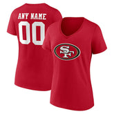 Women's Team Authentic Personalized Name & Number V-Neck T-Shirt - San Francisco 49ers