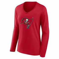 Women's Team Authentic Personalized Name & Number Long Sleeve V-Neck T-Shirt - Tampa Bay Buccaneers