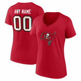 Women's Team Authentic Personalized Name & Number V-Neck T-Shirt - Tampa Bay Buccaneers