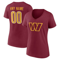 Women's Team Authentic Personalized Name & Number V-Neck T-Shirt - Washington Commanders