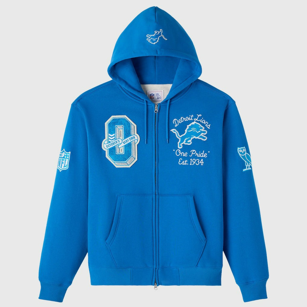 OVO x NFL Unisex Full-Zip Waffle-Lined Hoodie - Detroit Lions