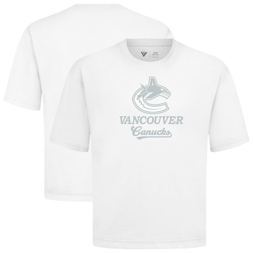 NHL White Vancouver Canucks Levelwear Shadow Surge Luxe Signature Knit T-Shirt