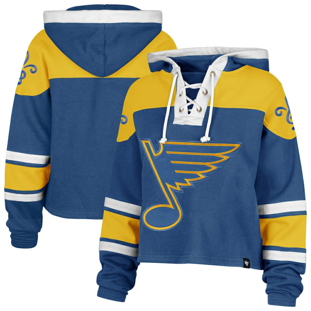 NHL Blue St. Louis Blues '47 Women's Cropped Lacer Hoodie