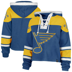NHL Blue St. Louis Blues '47 Women's Cropped Lacer Hoodie
