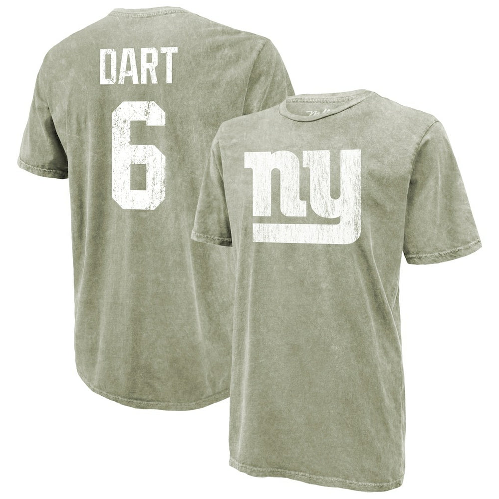 Jaxson Dart Majestic Threads Mineral Wash Name & Number T-Shirt - New York Giants