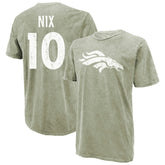 Bo Nix Majestic Threads Mineral Wash Name & Number T-Shirt - Denver Broncos