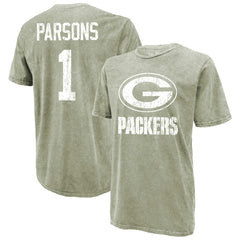 Micah Parsons Majestic Threads Mineral Wash Name & Number T-Shirt - Green Bay Packers