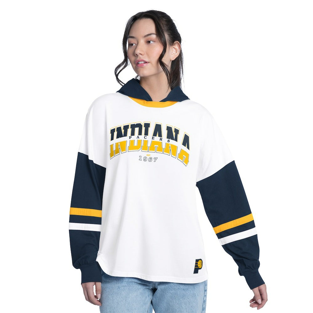 NBA Indiana Pacers G-III 4Her by Carl Banks Women's Key Player Oversized Hooded Long Sleeve T-Shirt