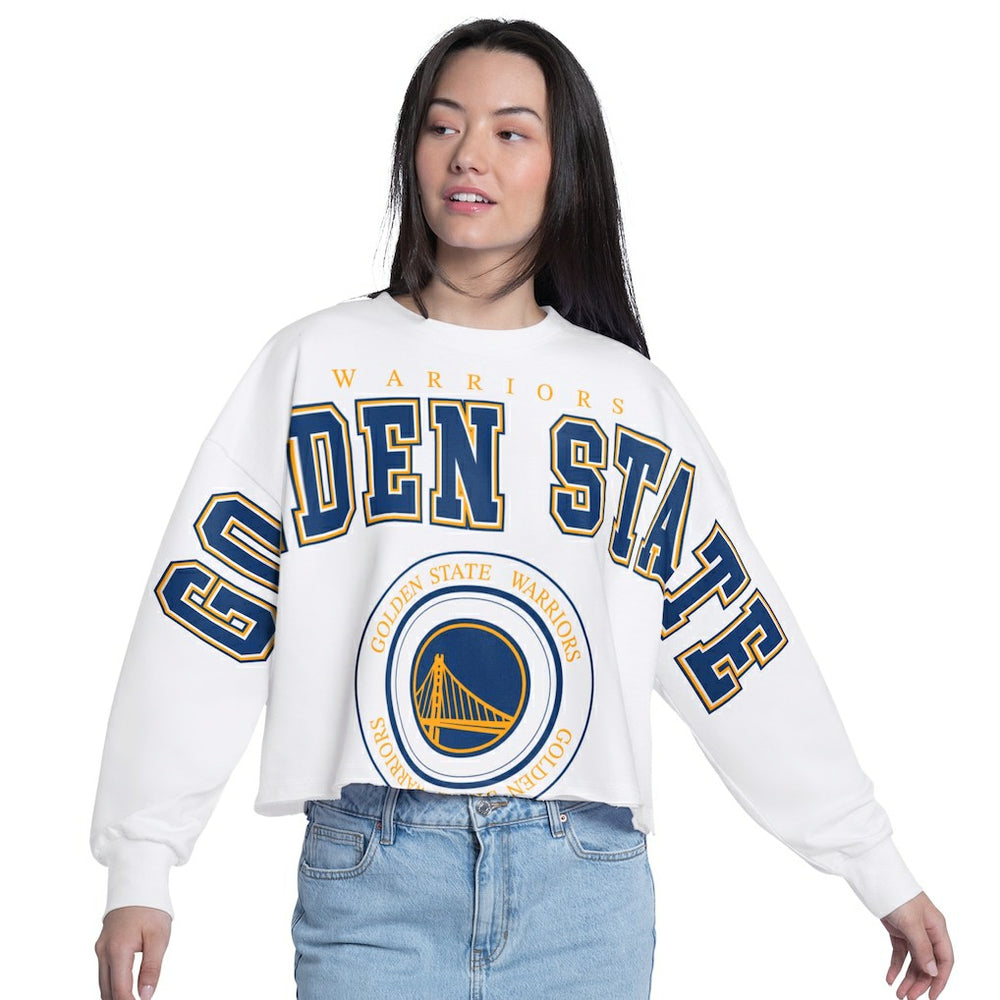 NBA Golden State Warriors G-III 4Her by Carl Banks Women's Bleachers Cropped French Terry Sweatshirt sale