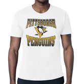 NHL White Pittsburgh Penguins Starter Comic Style Team Graphic T-Shirt