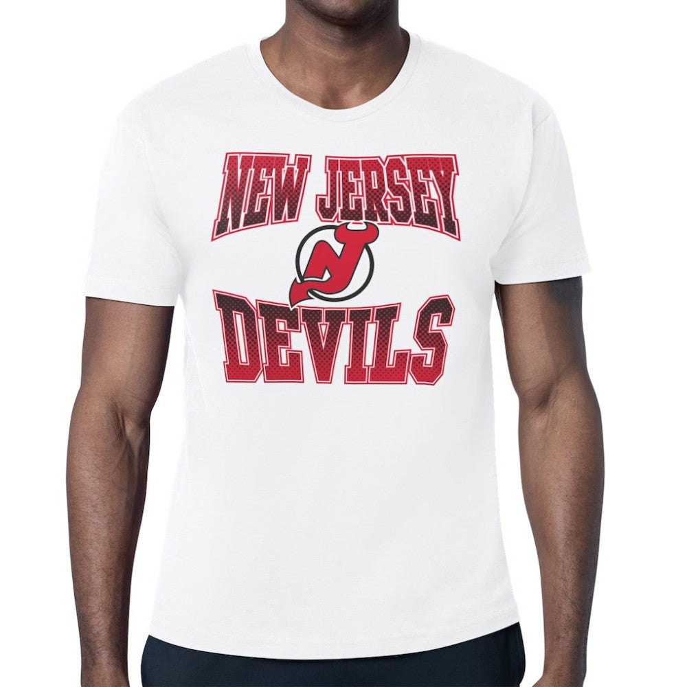 NHL White New Jersey Devils Starter Comic Style Team Graphic T-Shirt