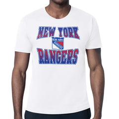 NHL White New York Rangers Starter Comic Style Team Graphic T-Shirt
