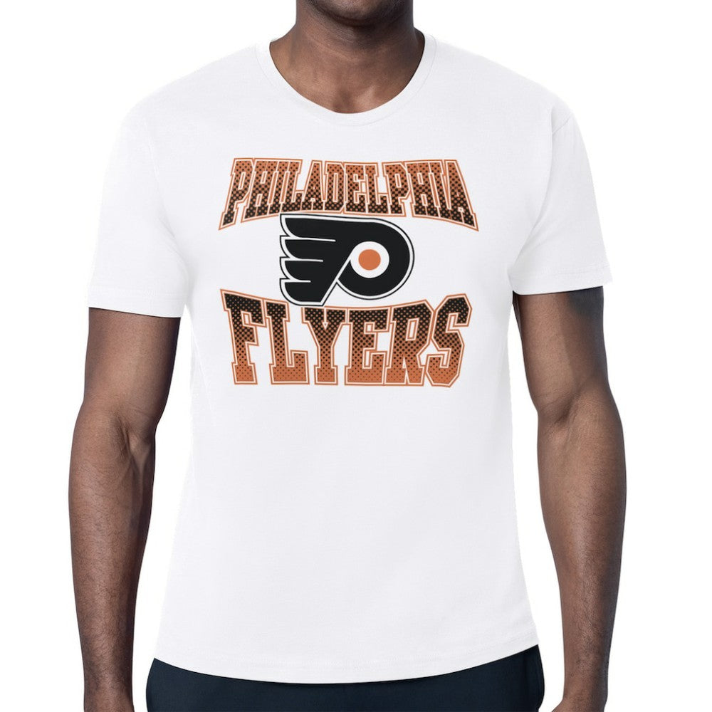 NHL White Philadelphia Flyers Starter Comic Style Team Graphic T-Shirt