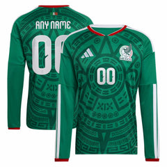 Mexico National Team 2026 Home Replica Long Sleeve Custom Jersey - Adidas Green