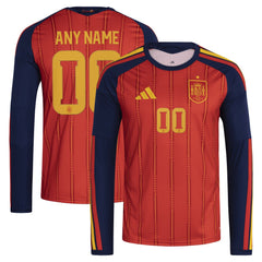 Spain National Team FIFA x World Cup 2026 Home Replica Long Sleeve Custom Jersey - Adidas Red