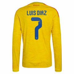 Luis Diaz Colombia National Team 2026 Home Replica Long Sleeve Jersey - Adidas Yellow