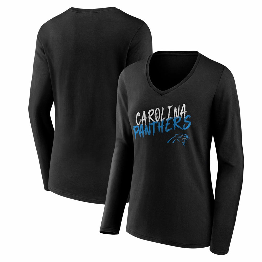 Women's Hustle Long Sleeve V-Neck T-Shirt - Carolina Panthers