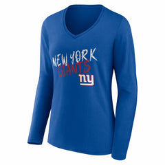 Women's Hustle Long Sleeve V-Neck T-Shirt - New York Giants