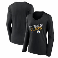 Women's Hustle Long Sleeve V-Neck T-Shirt - Pittsburgh Steelers