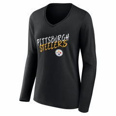 Women's Hustle Long Sleeve V-Neck T-Shirt - Pittsburgh Steelers