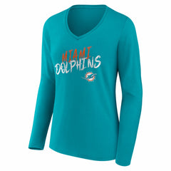Women's Hustle Long Sleeve V-Neck T-Shirt - Miami Dolphins