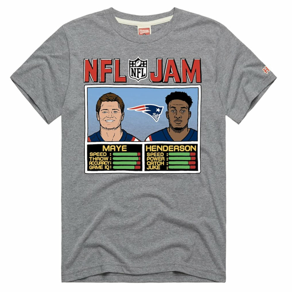 Drake Maye & TreVeyon Henderson Homage Unisex NFL Jam Tri-Blend T-Shirt - New England Patriots
