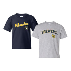 MLB Milwaukee Brewers Soft as a Grape Youth 2-Pack Logo T-Shirt Set