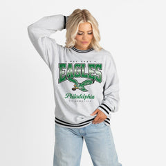 Gameday Couture Women's Oversized Gridiron Drive Ringer Stripe Sweatshirt - Philadelphia Eagles