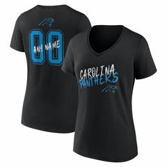 Women's Hustle Personalized Name & Number V-Neck T-Shirt - Carolina Panthers