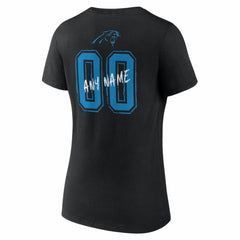Women's Hustle Personalized Name & Number V-Neck T-Shirt - Carolina Panthers