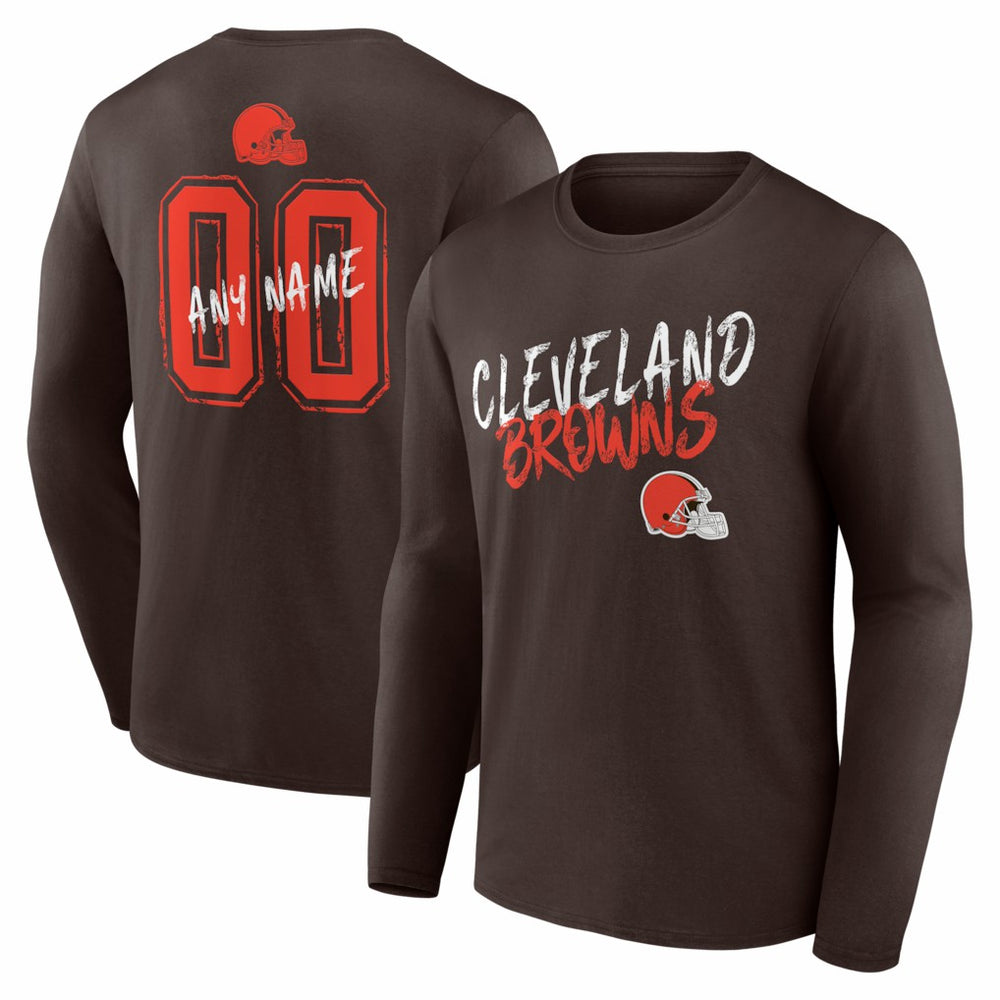Hustle Personalized Name & Number Long Sleeve T-Shirt - Cleveland Browns