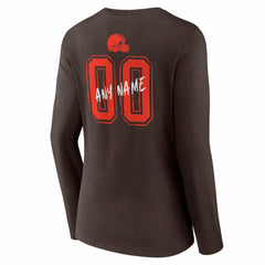 Women's Hustle Personalized Name & Number Long Sleeve V-Neck T-Shirt - Cleveland Browns