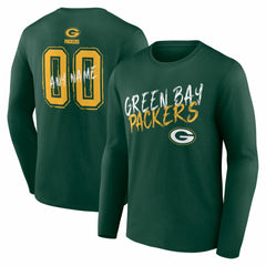 Hustle Personalized Name & Number Long Sleeve T-Shirt - Green Bay Packers