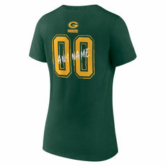 Women's Hustle Personalized Name & Number V-Neck T-Shirt - Green Bay Packers