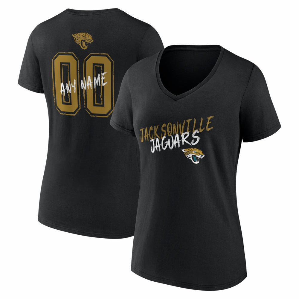 Women's Hustle Personalized Name & Number V-Neck T-Shirt - Jacksonville Jaguars