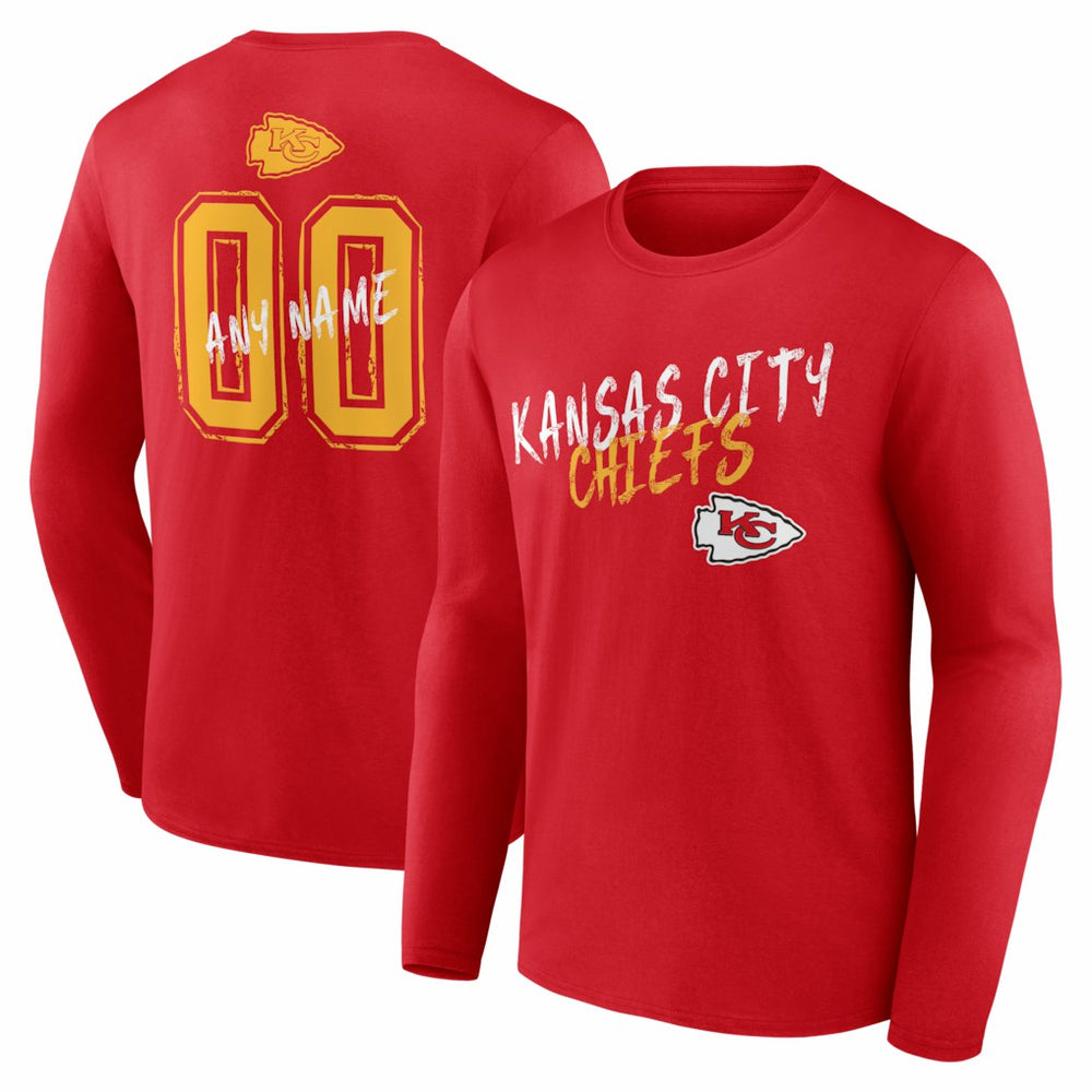 Hustle Personalized Name & Number Long Sleeve T-Shirt - Kansas City Chiefs