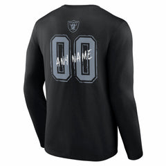 Hustle Personalized Name & Number Long Sleeve T-Shirt - Las Vegas Raiders