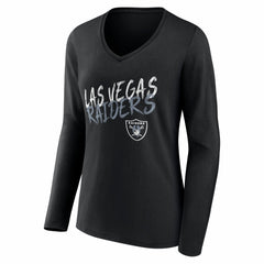 Women's Hustle Personalized Name & Number Long Sleeve V-Neck T-Shirt - Las Vegas Raiders
