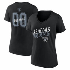 Women's Hustle Personalized Name & Number V-Neck T-Shirt - Las Vegas Raiders