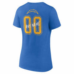 Women's Hustle Personalized Name & Number V-Neck T-Shirt - Los Angeles Chargers