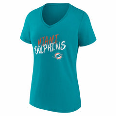Women's Hustle Personalized Name & Number V-Neck T-Shirt - Miami Dolphins
