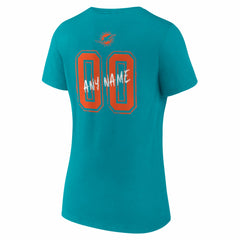 Women's Hustle Personalized Name & Number V-Neck T-Shirt - Miami Dolphins