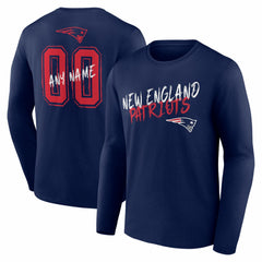 Hustle Personalized Name & Number Long Sleeve T-Shirt - New England Patriots