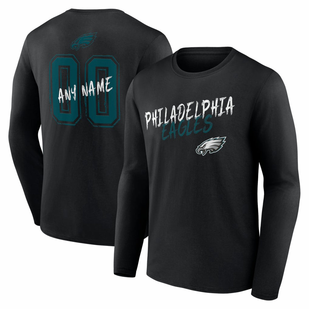 Hustle Personalized Name & Number Long Sleeve T-Shirt - Philadelphia Eagles